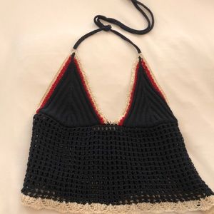 Crochet navy halter top